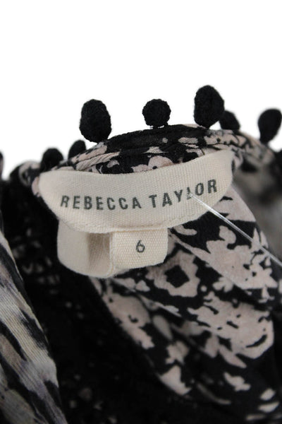 Rebecca Taylor, Women Floral V-Neck Boho Sleeveless Silk-Cotton Blouse Size 6