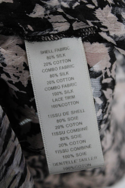Rebecca Taylor, Women Floral V-Neck Boho Sleeveless Silk-Cotton Blouse Size 6