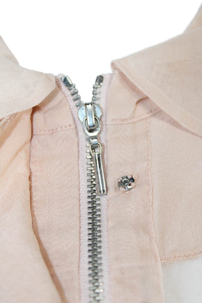 Rebecca Taylor Women Cropped Silk Sleeveless Collared Blouse Pink Size 4