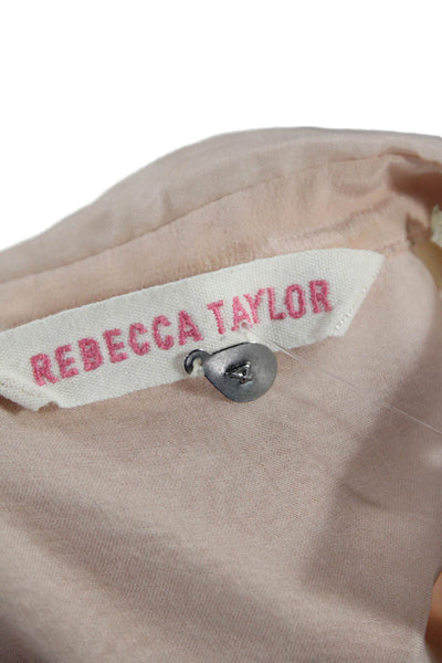 Rebecca Taylor Women Cropped Silk Sleeveless Collared Blouse Pink Size 4