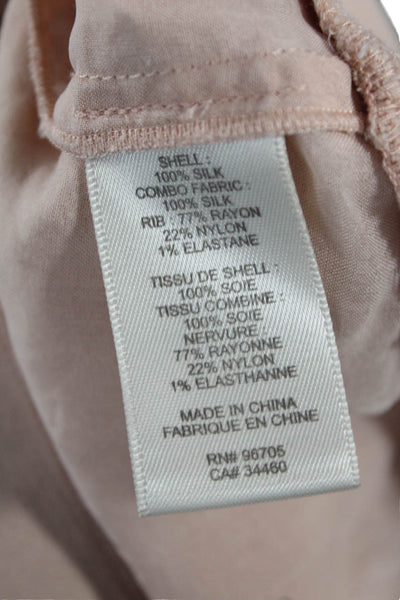 Rebecca Taylor Women Cropped Silk Sleeveless Collared Blouse Pink Size 4