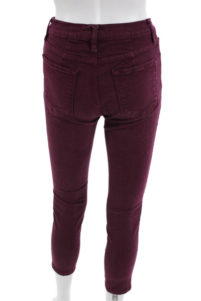 Frame Womens Purple Ankle Cropped Skinny Jeans Mid-Rise Button Size XS