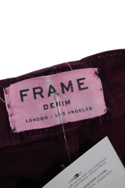 Frame Womens Purple Ankle Cropped Skinny Jeans Mid-Rise Button Size XS