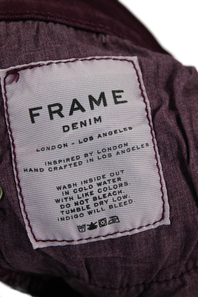 Frame Womens Purple Ankle Cropped Skinny Jeans Mid-Rise Button Size XS