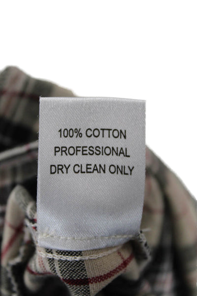Petersyn Women Paperbag Plaid Cotton Pants Drawstring Size XS