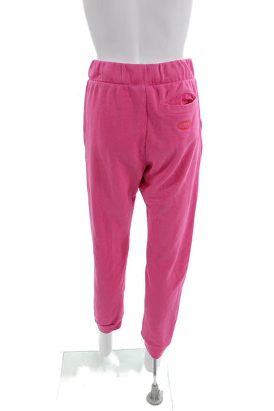 Adidas Womens Cotton Pocketed Drawstring Waist Sweatpants Bright Pink Size XS
