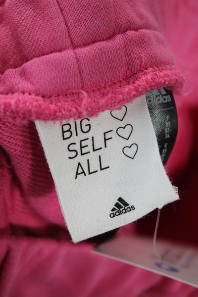 Adidas Womens Cotton Pocketed Drawstring Waist Sweatpants Bright Pink Size XS