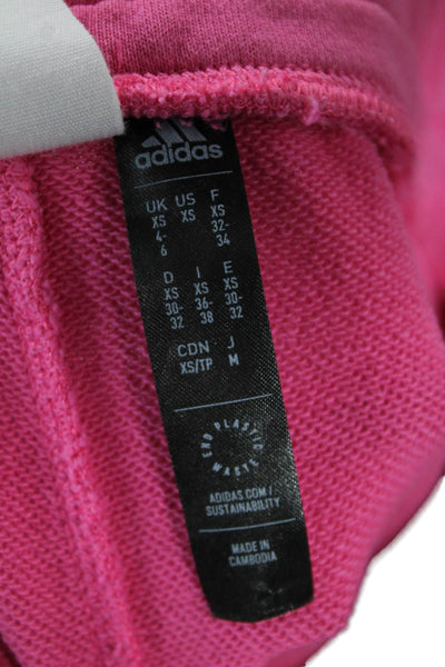 Adidas Womens Cotton Pocketed Drawstring Waist Sweatpants Bright Pink Size XS