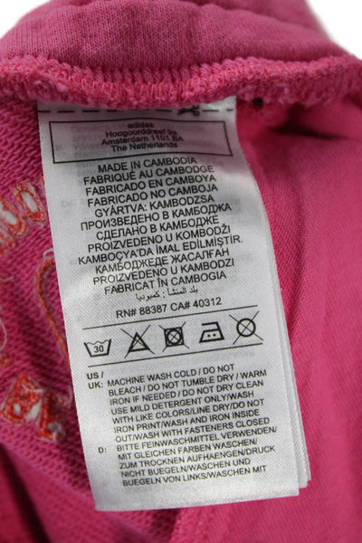 Adidas Womens Cotton Pocketed Drawstring Waist Sweatpants Bright Pink Size XS