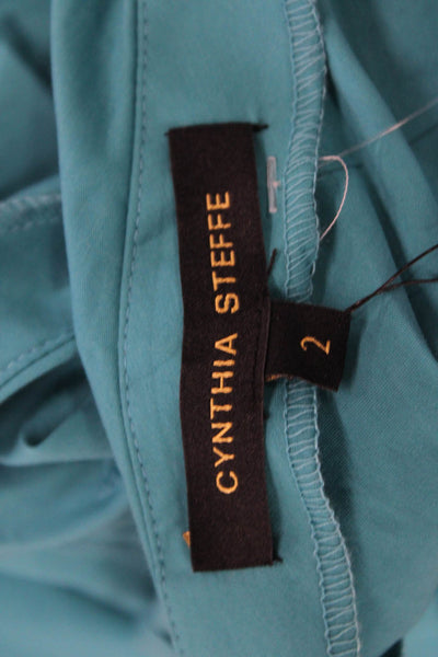 Cynthia Steffe Women Wrap Dress Blue V-Neck Sleeveless Knee-Length Size 2