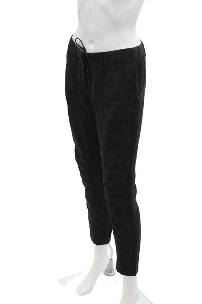 Elie Tahari Womens Ankle Jogger Pants Black Drawstring 70/30 Cotton Silk Size S