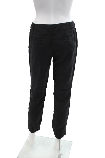 Elie Tahari Womens Ankle Jogger Pants Black Drawstring 70/30 Cotton Silk Size S