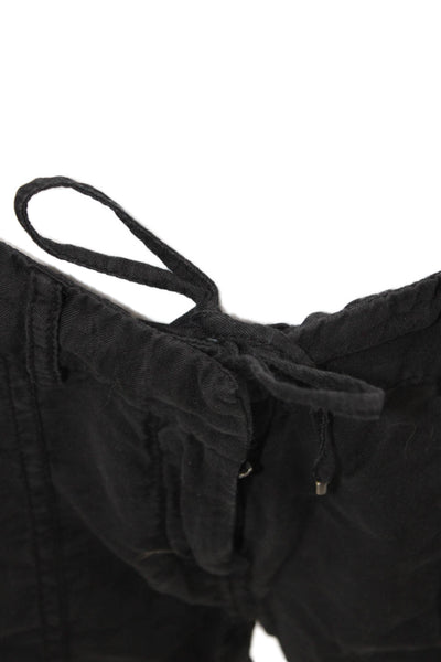 Elie Tahari Womens Ankle Jogger Pants Black Drawstring 70/30 Cotton Silk Size S