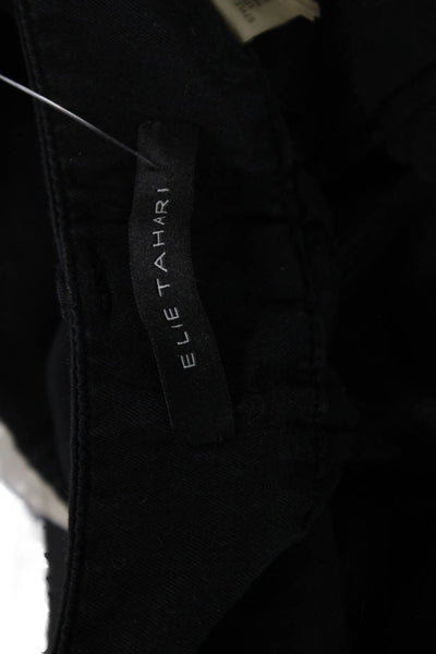 Elie Tahari Womens Ankle Jogger Pants Black Drawstring 70/30 Cotton Silk Size S