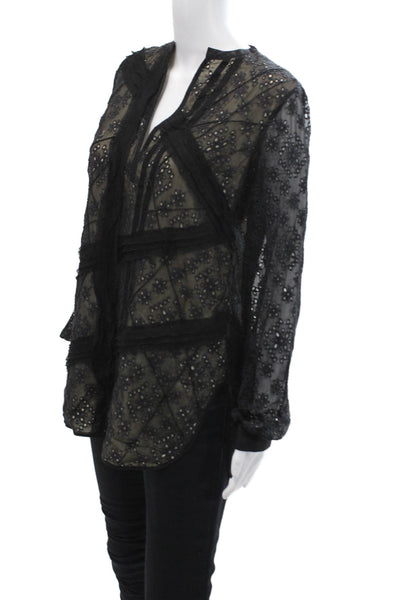 Sachin + Babi For Ankasa Women Silk Tunic Blouse Black Long Sleeve Size XS