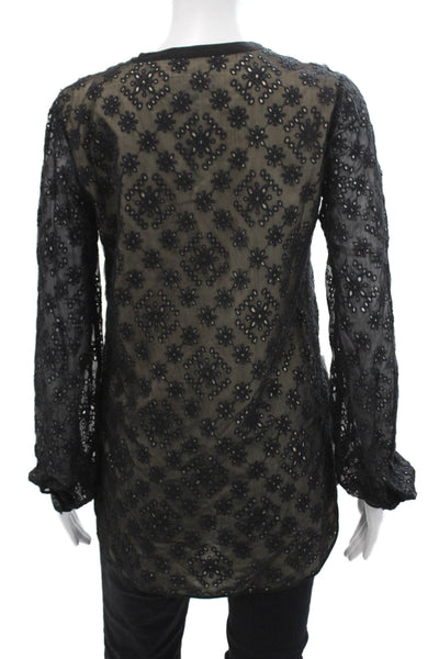 Sachin + Babi For Ankasa Women Silk Tunic Blouse Black Long Sleeve Size XS