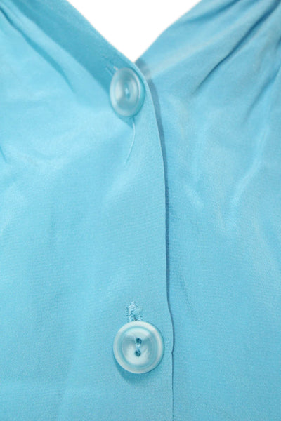 Tucker Womens Boho Blue 3/4 Sleeve Button-Up Blouse Petite Size S