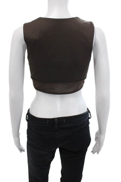 Le Ore Womens Textured Lined Sleeveless Sports Bra Brown Size M