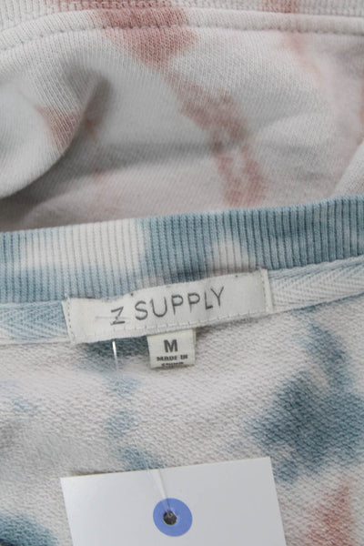 Z Supply Womens Pullover Sweatshirt White Cotton Crew Neck Long Sleeve Size M