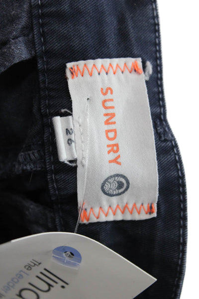 Sundry Unisex Chino Cropped Ankle Pants Dark Blue Button Size 26