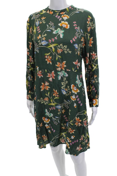 Velvet by Graham & Spencer, Women Shift Dress Floral Green Long Sleeve Size S