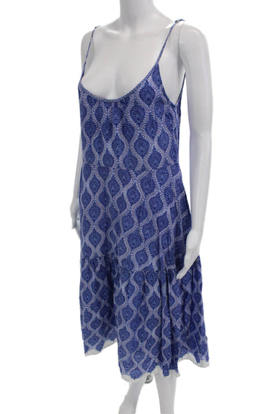 Roller Rabbit Womens Slip Dress Blue Geometric Viscose Sleeveless Size S