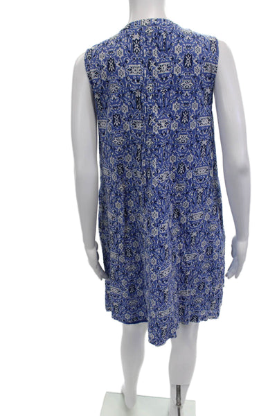 Roller Rabbit Womens Shift Sundress Blue Geometric V-Neck Sleeveless Size S