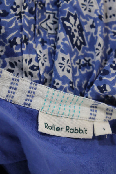 Roller Rabbit Womens Shift Sundress Blue Geometric V-Neck Sleeveless Size S