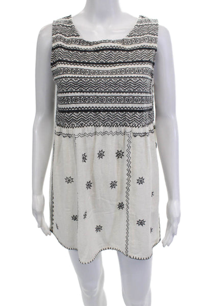 Calypso Saint Barth Womens Beige Geometric Sleeveless Shift Dress Size S