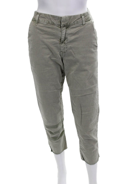 Sundry Womens Ankle Cropped Pants Gray Solid Button Size 26