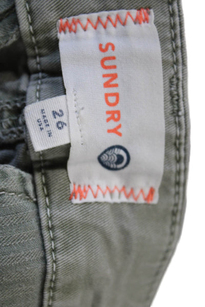 Sundry Womens Ankle Cropped Pants Gray Solid Button Size 26