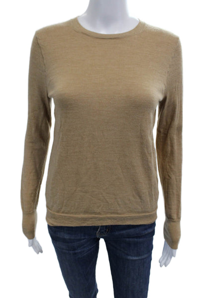 J Crew Women Pullover Sweater Beige 100% Merino Wool Long Sleeve Size S
