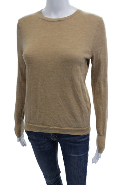 J Crew Women Pullover Sweater Beige 100% Merino Wool Long Sleeve Size S