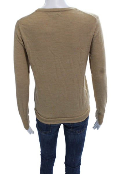 J Crew Women Pullover Sweater Beige 100% Merino Wool Long Sleeve Size S