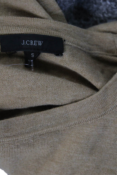 J Crew Women Pullover Sweater Beige 100% Merino Wool Long Sleeve Size S