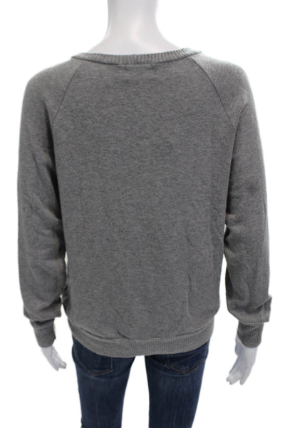 LNA Womens Pullover Sweatshirt Gray Striped Crewneck Rainbow Size S