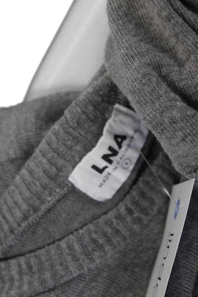 LNA Womens Pullover Sweatshirt Gray Striped Crewneck Rainbow Size S