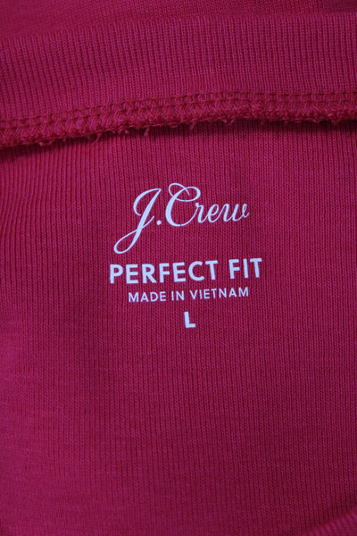 J Crew Womens Basic Red 100% Cotton Crew Neck Long Sleeve T-Shirt Size L