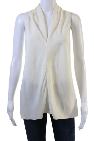 Ramy Brook Womens Sleeveless Silk-Blend Blouse White Designer Size XS