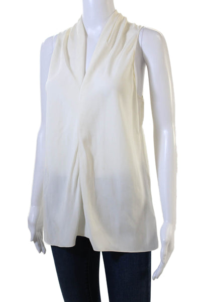 Ramy Brook Womens Sleeveless Silk-Blend Blouse White Designer Size XS
