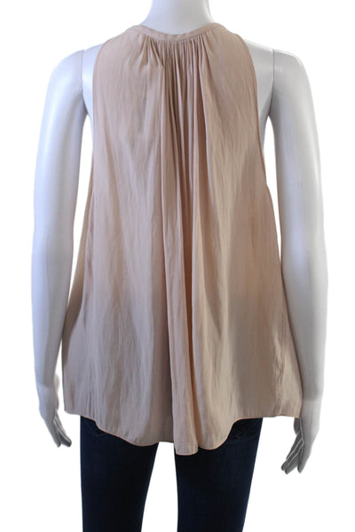 Ramy Brook Women Tunic Blouse Beige V-Neck Sleeveless Polyester Bohemian Size S