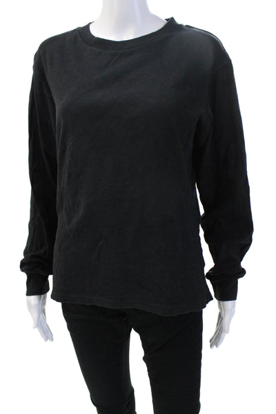 Uniqlo Women Black Basic Jersey Crew Neck Long Sleeve Tee 100% Cotton Size S