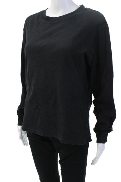 Uniqlo Women Black Basic Jersey Crew Neck Long Sleeve Tee 100% Cotton Size S