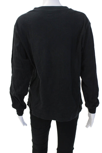Uniqlo Women Black Basic Jersey Crew Neck Long Sleeve Tee 100% Cotton Size S