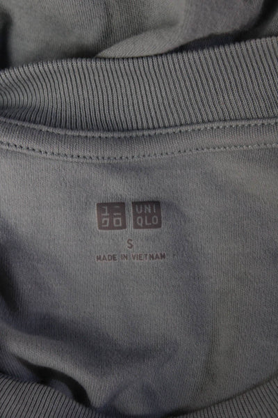 Uniqlo Men Long Sleeve Crew Neck Solid Cotton T-Shirt Size S