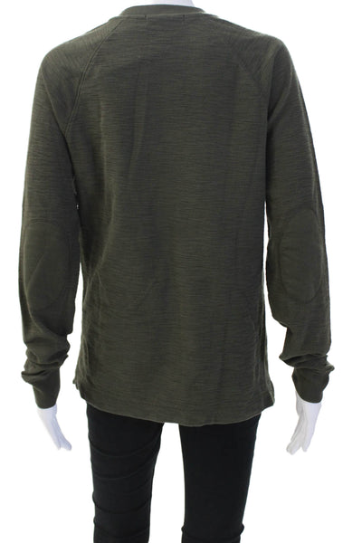 Banana Republic Mens Army Green Crew Neck Long Sleeve Button Shirt Size S