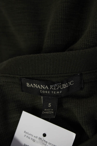 Banana Republic Mens Army Green Crew Neck Long Sleeve Button Shirt Size S