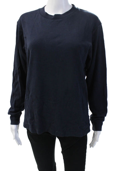 Uniqlo Men Crew Neck Long Sleeve T-Shirt Dark Blue 60/40 Cotton Size S