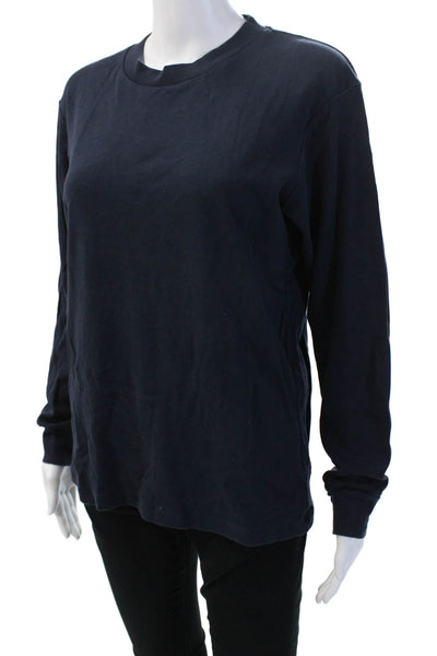 Uniqlo Men Crew Neck Long Sleeve T-Shirt Dark Blue 60/40 Cotton Size S