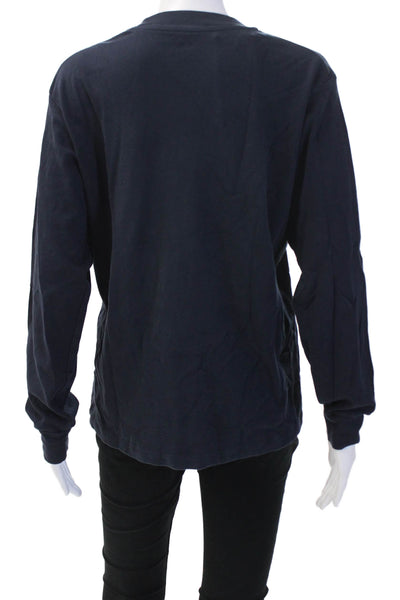 Uniqlo Men Crew Neck Long Sleeve T-Shirt Dark Blue 60/40 Cotton Size S